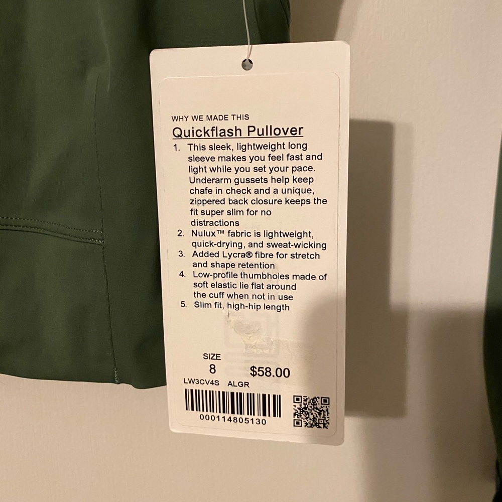Lululemon Quickflash Pullover In Algae Green Sz 8 - image 5